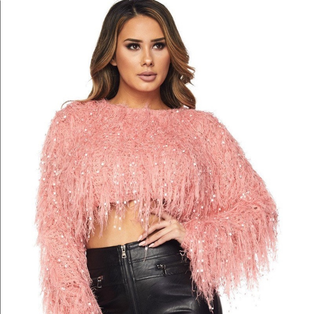 Crop Fringe Sweater